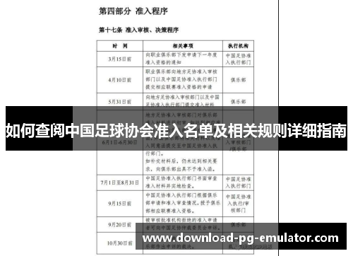 如何查阅中国足球协会准入名单及相关规则详细指南