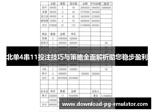 北单4串11投注技巧与策略全面解析助您稳步盈利