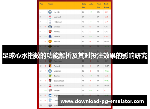 足球心水指数的功能解析及其对投注效果的影响研究